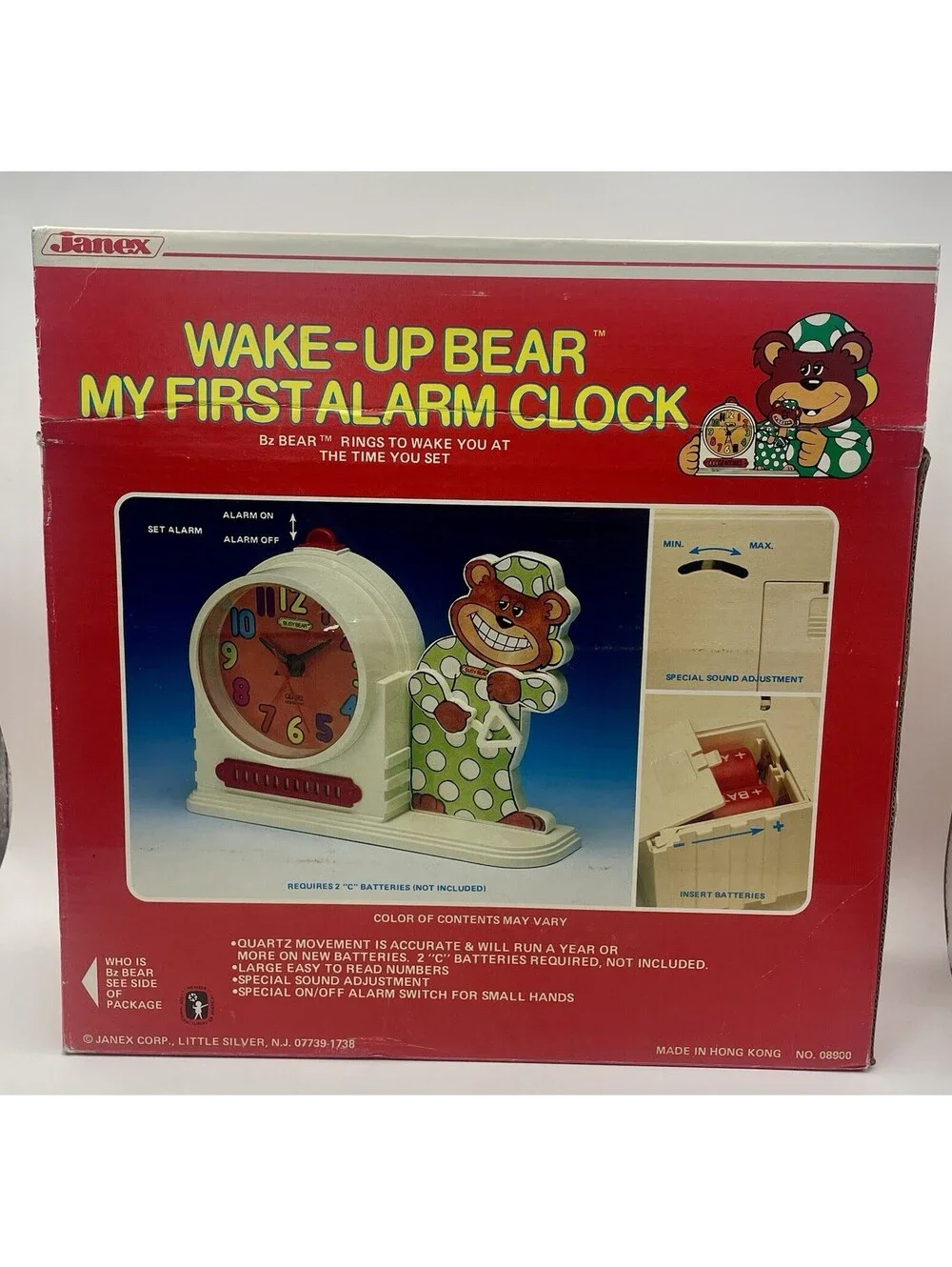 Vintage 1988 JANEX BZ Bear Wake Up My First Alarm Clock ~ Used